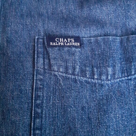 CHAP'S Ralph Lauren SZ M Faded Denim 100% Cotton Button Down Men's Shirt - Picture 6 of 13